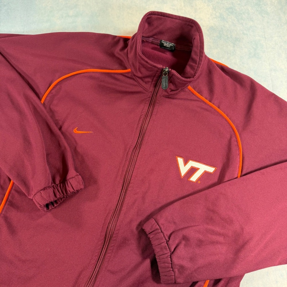 Nike Virginia Tech Jacket Mens Large Maroon Excellent Full Zip Track VT Hokies